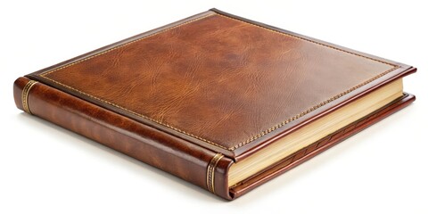 Obraz premium A blank leather-bound book cover with a removable clipping path for digital use