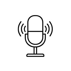 Recording microphone with sound waves icon