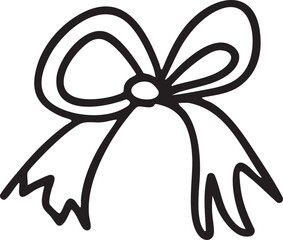A simple black bow sits on a white background.