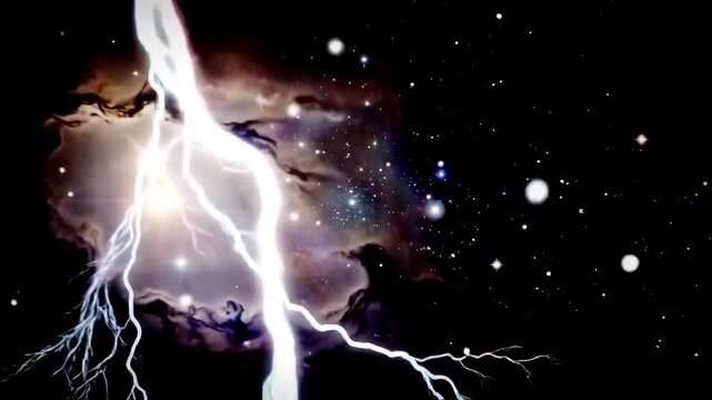 Fiery Explosion in the Dark Sky with Electric Flames and Smoke