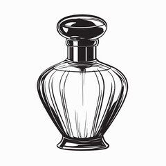 Glass elegant bottle of fragrant perfume Vector image on white background.