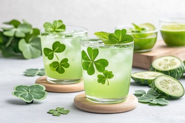 Fototapeta premium Green Themed St. Patrick’s Day Party with Clover Decorations