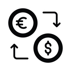 Here is a trendy glyph icon of currency exchange