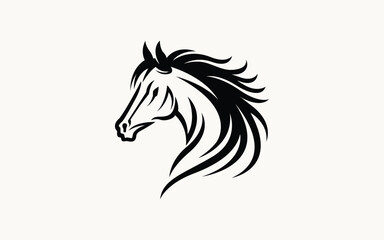 Elegant Horse Logo Design with Flowing Mane in Minimalist Style