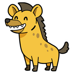 happy playful hyena wild animal flat color vector illustration template design