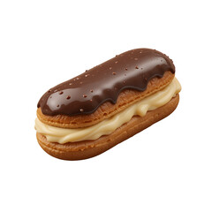 Chocolate glaze and creamy filling visible inside, centered on a white background.