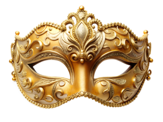venetian carnival mask isolated on white background. PNG Transparent.