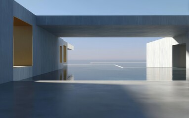 Modern Architectural Structure with Infinity Pool Overlooking the Sea