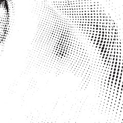 A blurred abstract portrait composed of numerous dark dots on a white background.