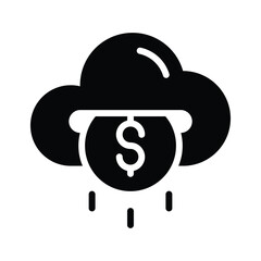Ready to use glyph icon showing cloud money earning