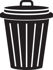 trash can silhouette, black and white silhouette, vector and illustration