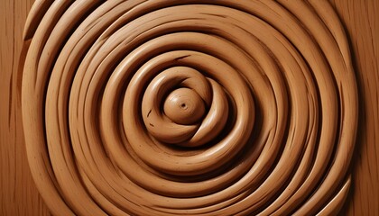 A beautifully carved wooden spiral design, perfect for adding a natural, textured backdrop.