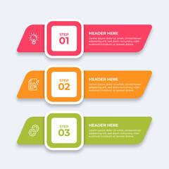 Three step infographic with a light bulb a checklist and gears.
