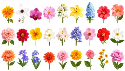 Colorful Arrangement of Various Blooming Flowers in a Vibrant Floral Display