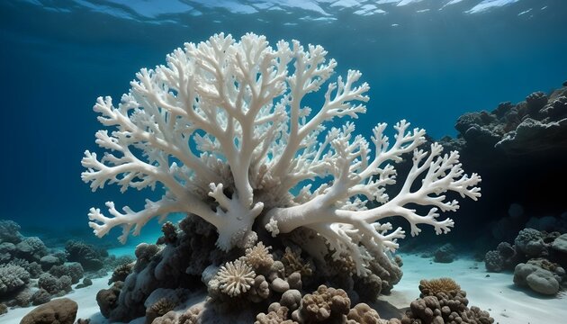 Stunning view of a vibrant white coral formation thriving beneath the ocean's surface. - Powered by Adobe