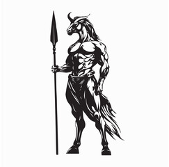 Half-Human Half-Horse Figure Proudly Holding a Spear in Heroic Warrior Stance