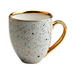 Elegant speckled coffee cup kitchen product photography studio. Isolated on transparent background, png.