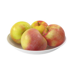 Apples on a plate isolated transparent background 3d rendering