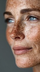 Fototapeta premium Close-up of translucent aging skin with rejuvenating light beams, soft-focus tools in background - modern dermatology innovation