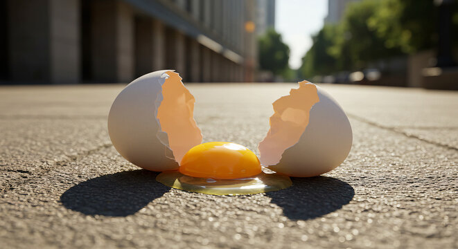 Sidewalk Egg Frying Concept on Hot Pavement – National Egg Frying Day Urban Heat Illustration - Powered by Adobe
