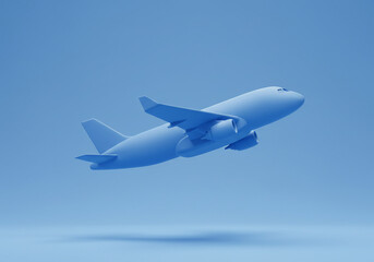 Airplane Taking Off Against Sky in Light Blue Tones