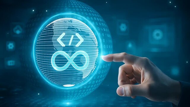 DevOps and Continuous Integration Concept with Infinity Symbol and Software Development Automation Technology

