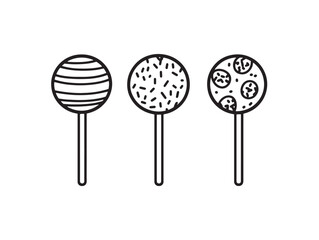 Cake pop dessert line art illustration for food lovers