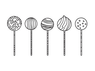 Minimalist cake pop food illustration line art for design