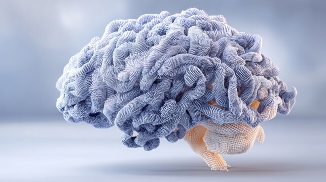 Artistic brain formed from mesh material illustrating neural networks and their role in market analysis and trading - Powered by Adobe