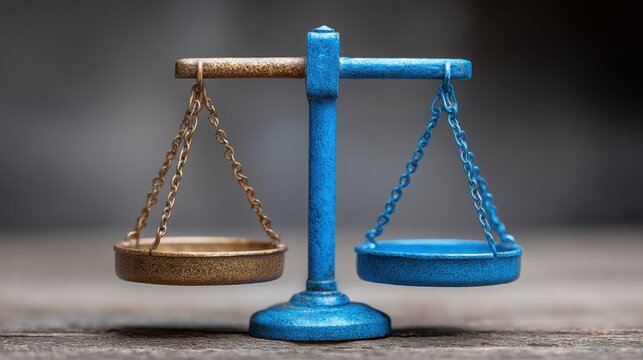Balanced scales depicting neutral signal reader concept for judgment-free analytical approaches in financial decisions