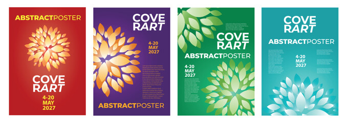 Four colorful abstract posters announcing an event