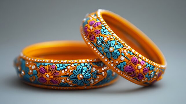Indian Bangles Ornate Floral Design Colorful Jewelry High Resolution Images