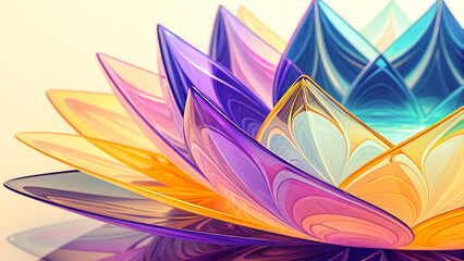 Abstract 3D geometric colorful rainbow glass translucent background with shape.