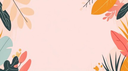 Fototapeta premium Colorful floral background, vibrant leaves and petals in soft hues, perfect for invitations or spring-themed projects.