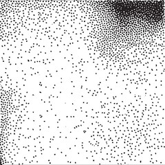A dense scattering of black dots forms a textured gradient against a white background.