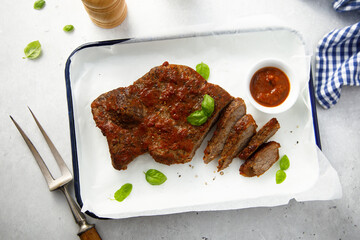 Roasted beef with bbq sauce