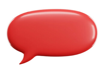 Empty red speech bubble comic design element with cartoon effect, isolated on white background. 3d