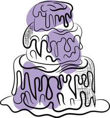 Delicious Three Layered Cake with Melted Icing Artistic Illustration