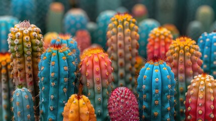 Vibrant, colorful succulents in a clustered display.