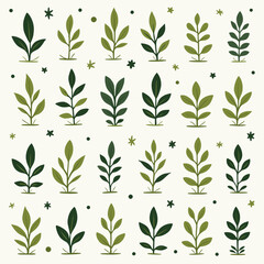 Fototapeta premium green botanical pattern with stars nature inspired wallpaper design