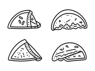 Delicious Calzone Food Line Art Icon for Stock Graphics