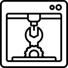 3D printer icon with wrench and gear tool