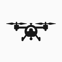 drone with camera in black and white silhouette