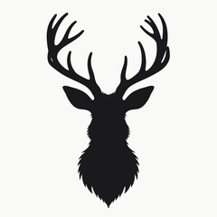 majestic antlered deer silhouette in black and white