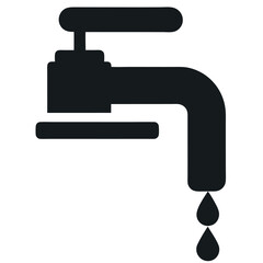 vector silhouette icon illustration of a faucet on white background