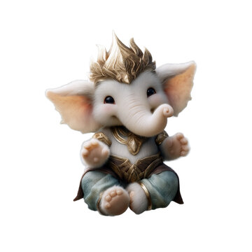 figurine of cute Ganesh on white background
