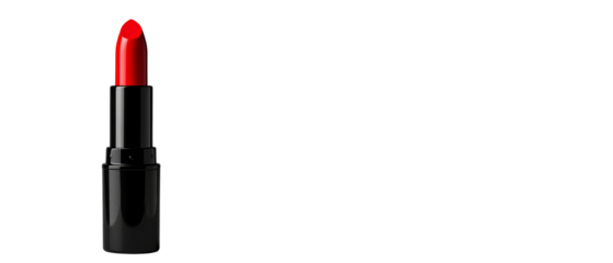 vibrant red lipstick in sleek black tube, perfect for adding bold touch to any makeup look. This cosmetic item symbolizes confidence and glamour, making it must have for beauty enthusiasts