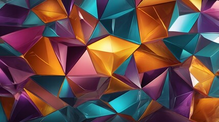 Obraz premium Colorful Geometric Crystal Abstract Background with Faceted 3D Shapes