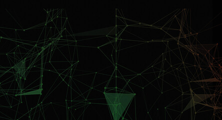 Abstract Network Connection Background with Green and Orange Gradient