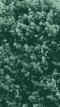 Abstract pixel-style animation of tree leaves moving in the wind. Dithering effect simulates foliage texture. Lo-fi digital look, perfect for retro or experimental visual projects.
